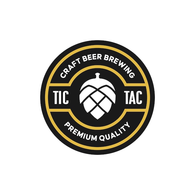 Tic tac ambachtelijk bier brouwen logo badge