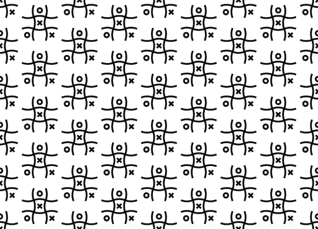 Крестики-нолики Черно-белый бесшовный узор, полный крестики-нолики Крестики-нолики Xs и Os