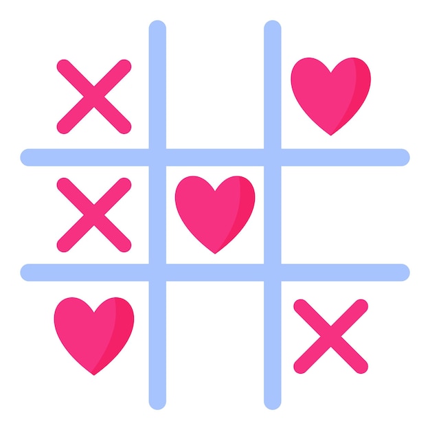 Tic tac toe board game. Wedding and valentine day concept.