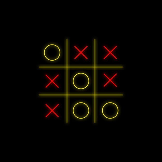 Tic tac toe dice неоновый плоский иконный векторный дизайн XO буква логотип концепция игры веселая игра