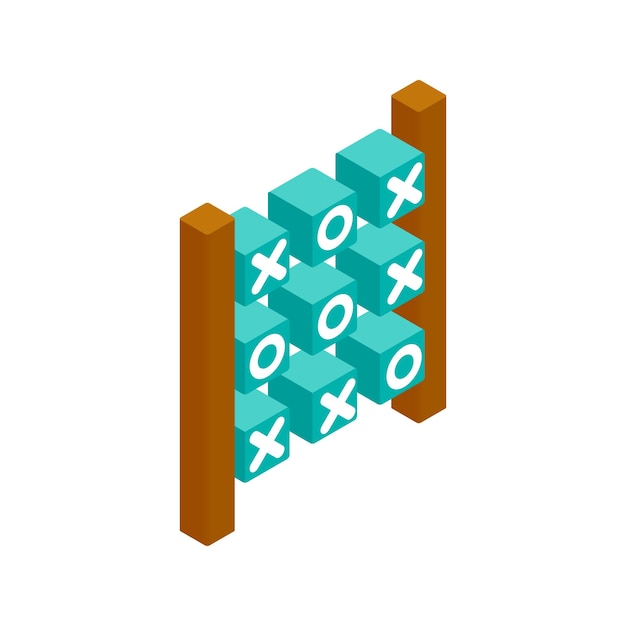 Tic tac toe game isometric 3d icon on a white background