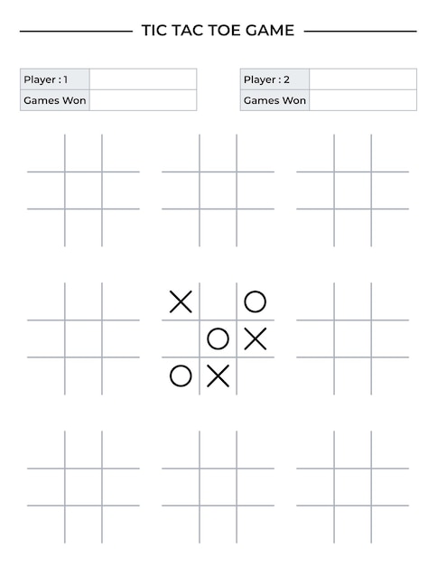 Tic tac toe game paper sheet