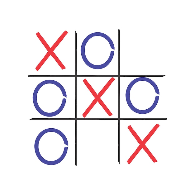 Tic tac toe in stile disegnato a manosimbolo di spunta concetto di sfondo del gioco immagine stock illustrazione vettoriale