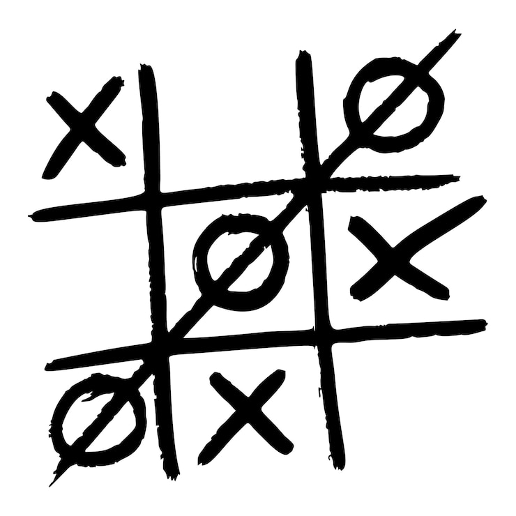 Vector tic tac toe sketched isolated vintage game in hand drawn style engraved cross and zero designed for poster print book illustration logo icon tattoo vintage vector illustration