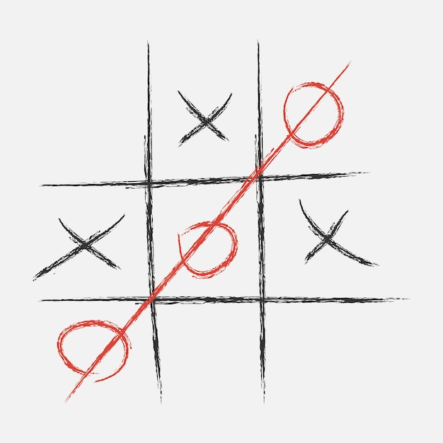 Tic tac toe. xo gioco. disegnato con il gesso. illustrazione vettoriale.