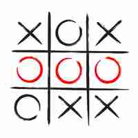 Vector tic tac toe xo game hand drawn grid doodle template vector illustration