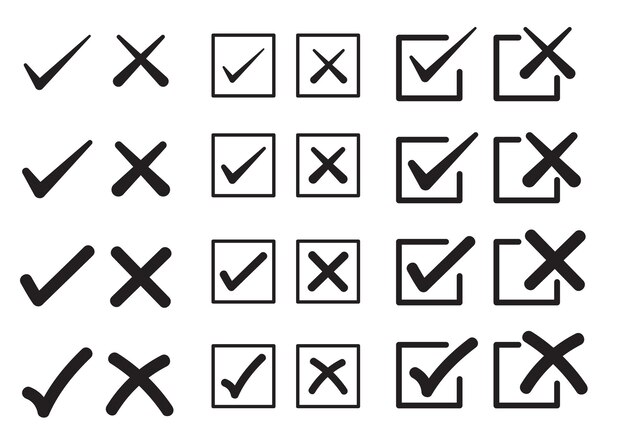 Tick cross Mark Icon Set (Iconen opzetten)