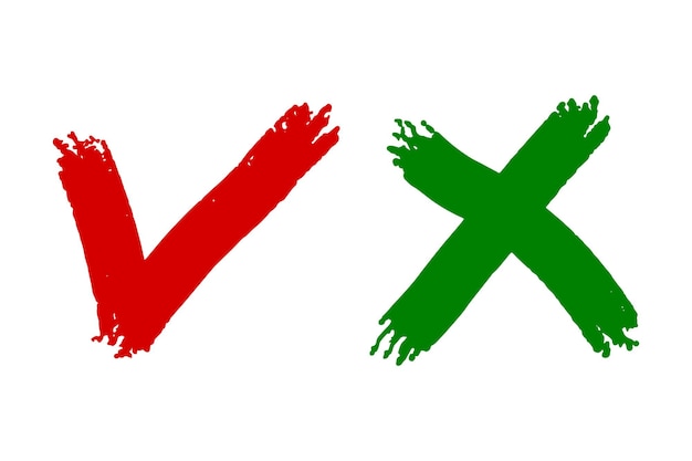 Tick and cross signs Checkmark OK and X icons