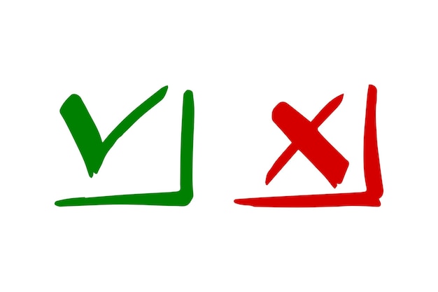 Tick and cross signs Checkmark OK and X icons