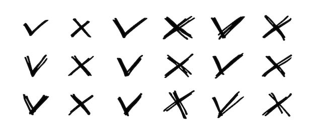 Tick and cross signs checkmark ok and x icons