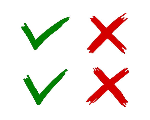 Tick and cross signs Checkmark OK and X icons
