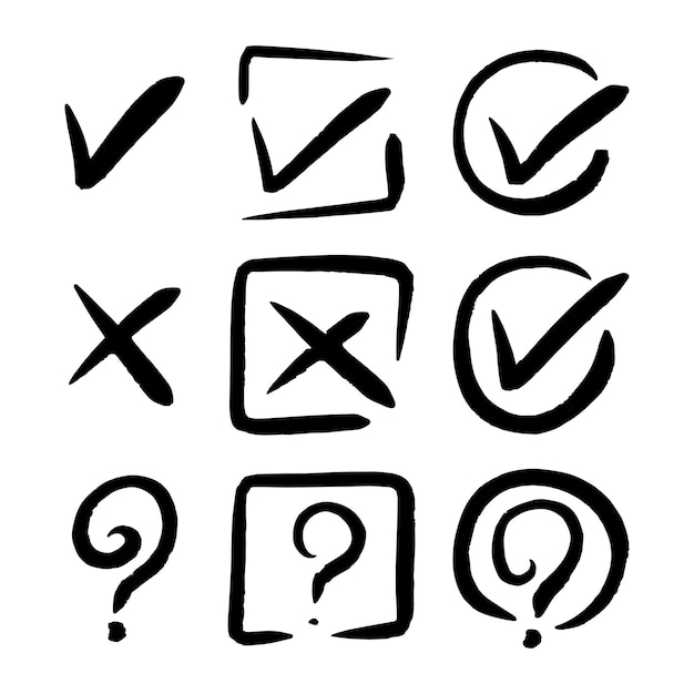 Vector tick en cross tekens checkmark ok en x pictogrammen