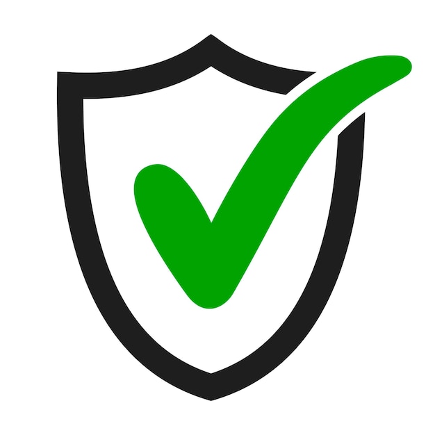 チェック アイコン承認された保護とプライバシー マーク ベクトル緑のチェック マーク シールド