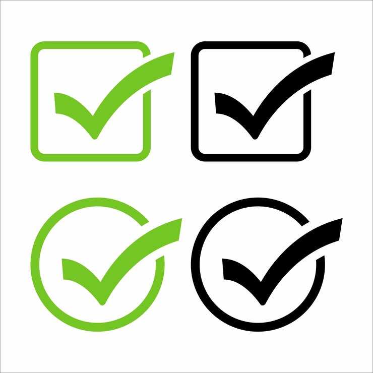 Tick Icons Set Approval Done Confirm Symbols in Minimal Design