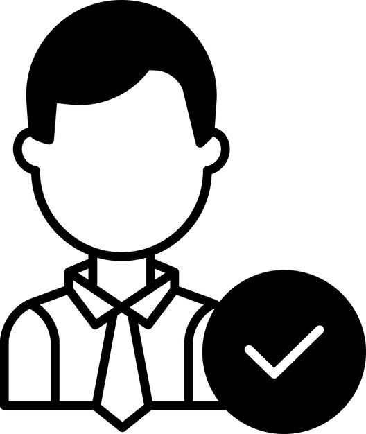 Vector tick mark man vaste glyph vector illustratie