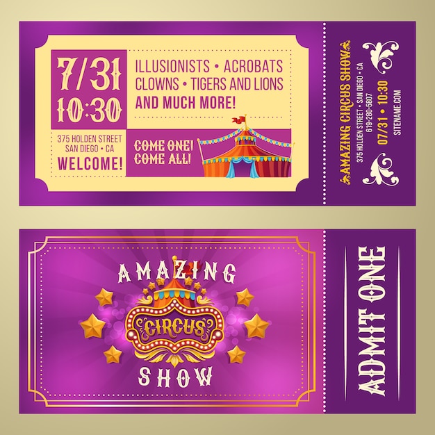 Ticket for admission to an amazing circus performance