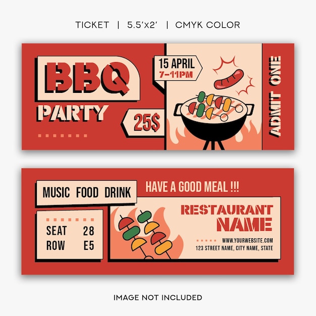 Vector a ticket for a bbq party