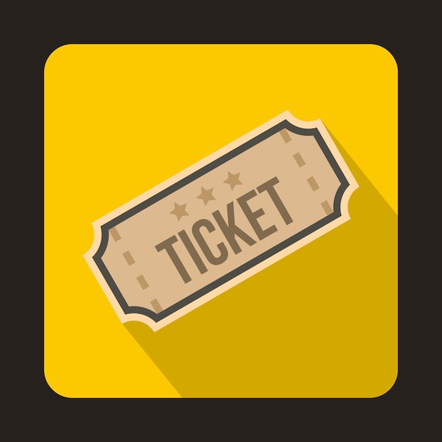 Ticket icon in flat style on a yellow background