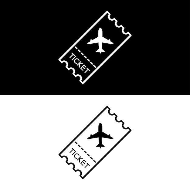 Билет Значок Векторный Дизайн Черно-Белая Версия