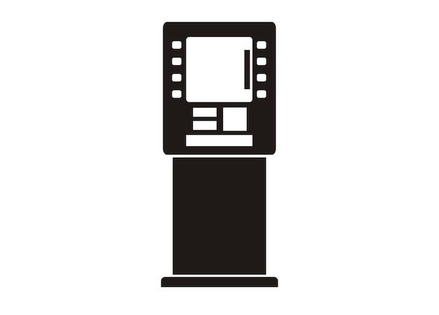 Vector ticket machine or atm machine simple illustration in black and white