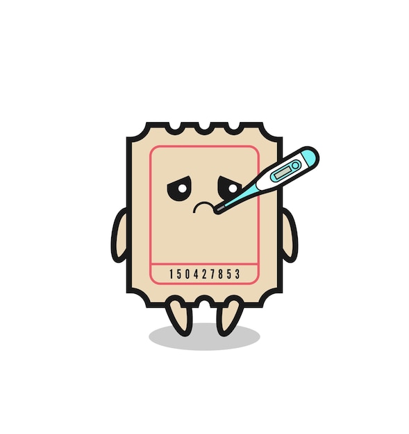 Ticket mascot character with fever condition , cute style design for t shirt, sticker, logo element