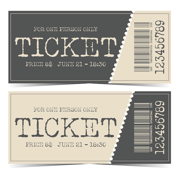 Ticket mockup in grey beige colours with shabby text to edit