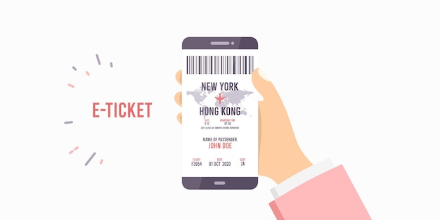 Ticket online smartphone-applicatie. boeking vliegtuig vlucht.