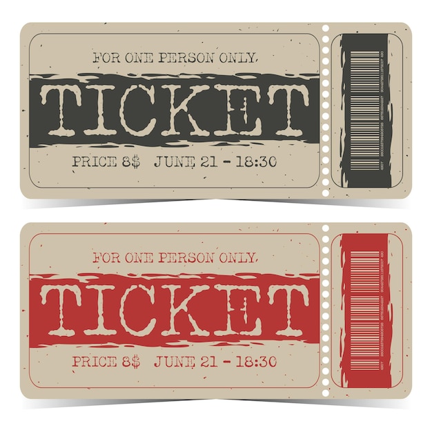 Ticket template design with detachable or tearoff part and bar code Event entrance coupon