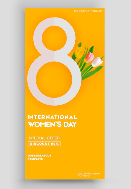 Ticket vector template layout 8 march. international women's day illustration concept.