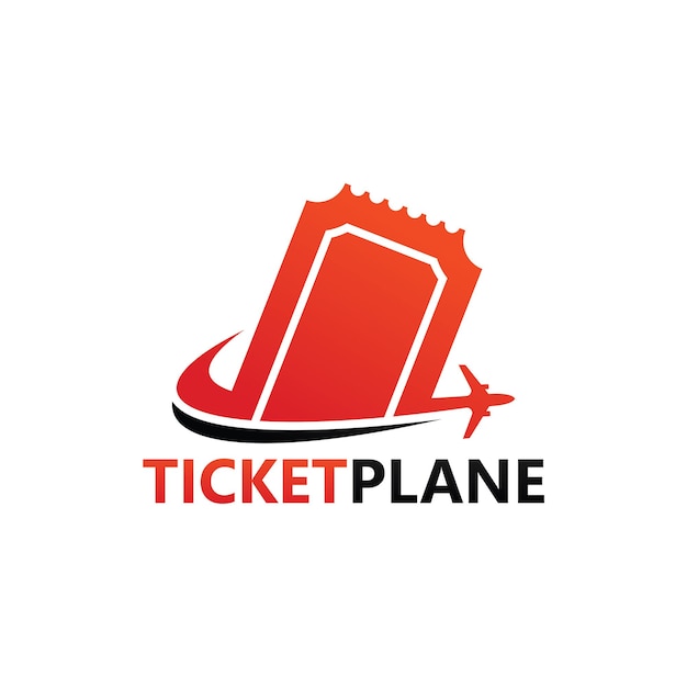 Ticket vliegtuig reizen logo sjabloonontwerp