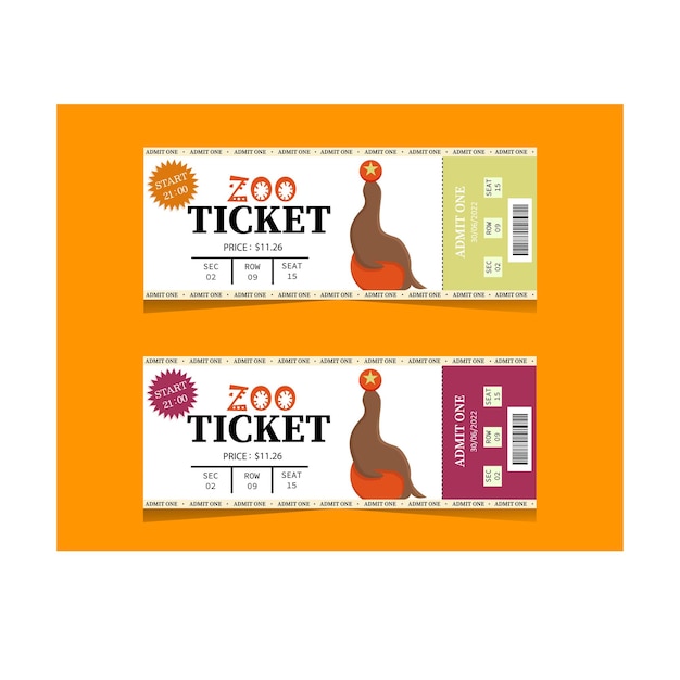 Vector ticket zoo different