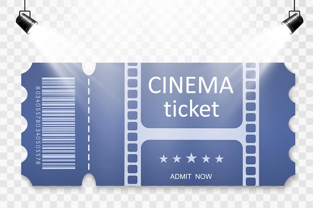Tickets for attending an event or film on a transparent background