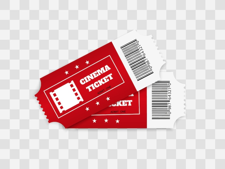 Vector tickets isolated on white background. realistic front view. color movie ticket.  