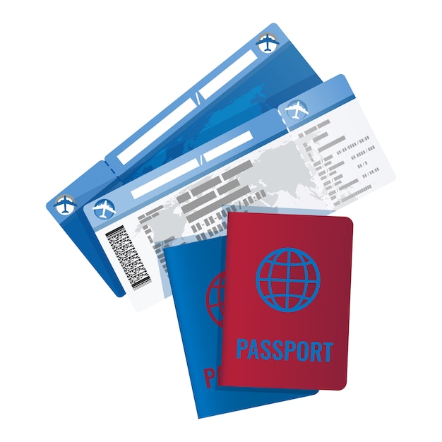 Vector tickets and passport for travelling abroad.