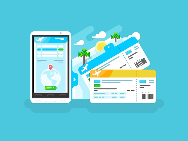 tickets for the plane on a smartphone