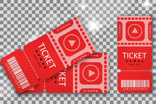 Vector tickets voor het bijwonen van een evenement of film op een transparante achtergrond beautiful modern travel
