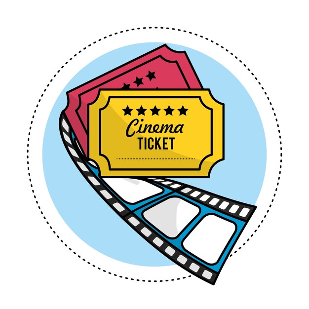 tickets with filmstrip to short film scene