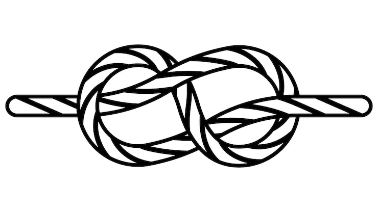 Vector tie sea knot fastening cable rope icon knit sea knot