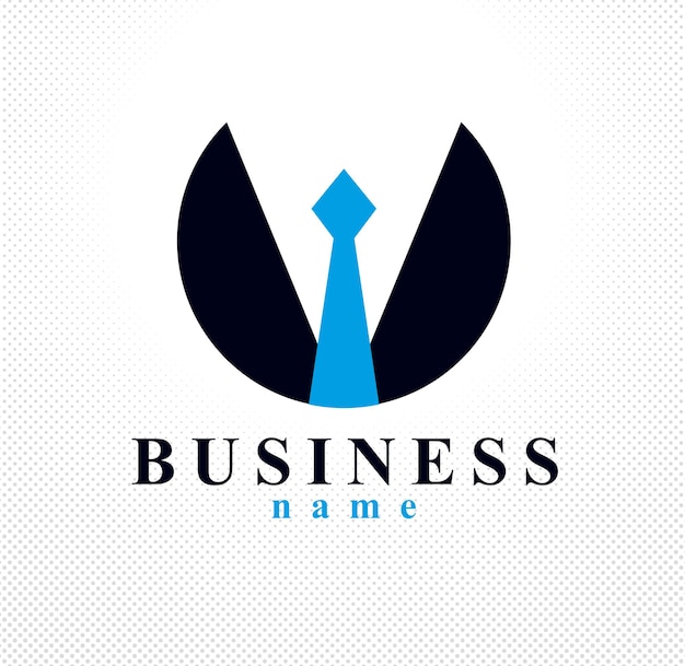 Tie and suit in round shape businessman concept vector logo or icon, business person man or company.