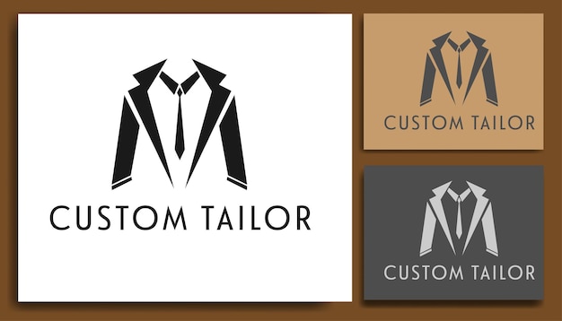 Vector tie tuxedo suit gentleman fashion tailor clothes logo design