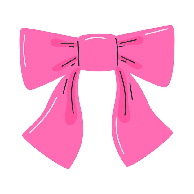 Vector tied bow a simple decorative element in a flat cartoon style vector illustration isolated on a white background