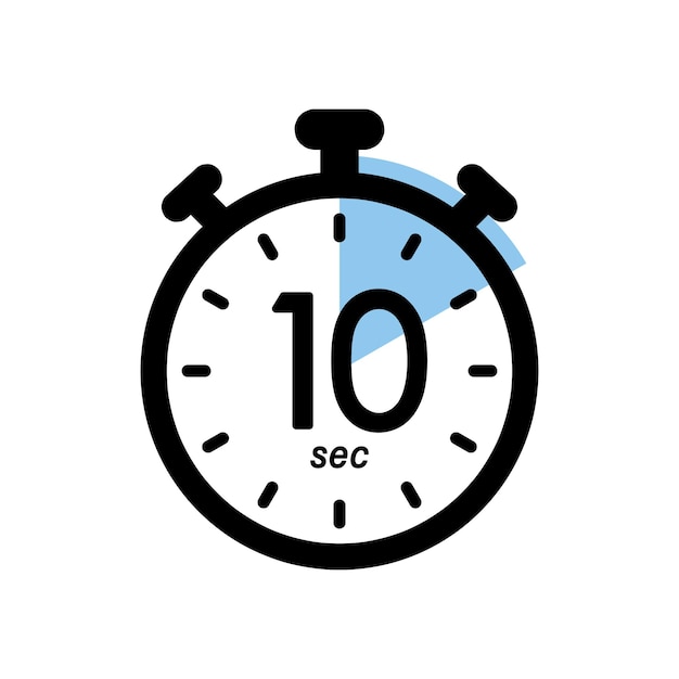 Tien seconden stopwatch icoon, timer symbool, 10 sec wachttijd vector illustratie