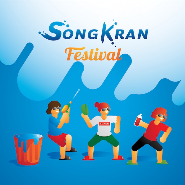 Tienergroep die in Songkran-festival dansen