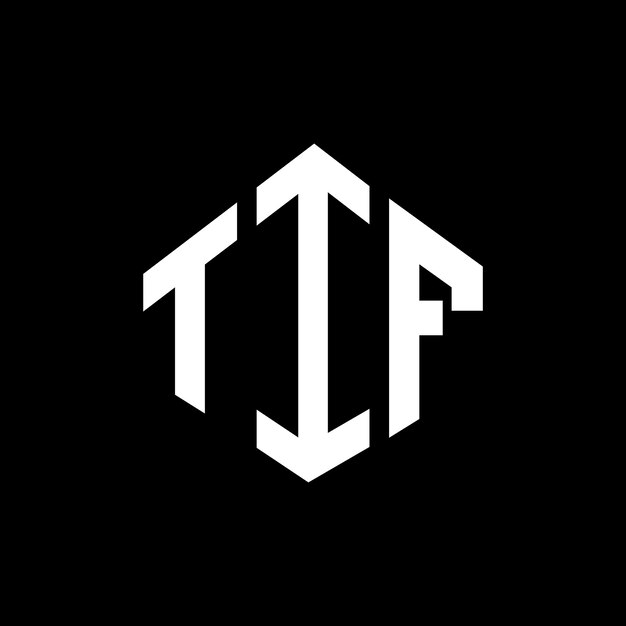 TIF - дизайн логотипа с буквой с формой многоугольника TIF - конструкция логотипа в форме многоуголя и куба TIF - векторный логотип гексагона Белые и черные цвета TIF - монограмма бизнес и логотип недвижимости