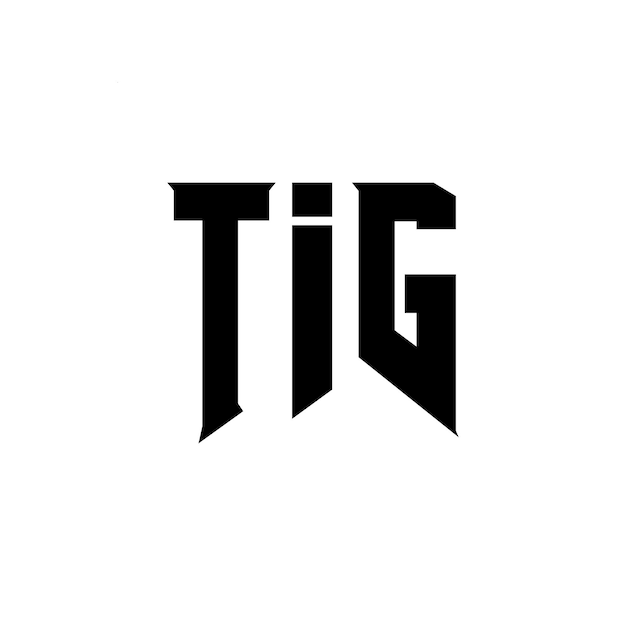 テクノロジー会社 TIG のロゴデザイン 黒と白の色の組み合わせ TIG ロゴ ベクトル TIG デザイン TIG アイコン TIG アルファベット TIG タイポグラフィー ロゴデザイン