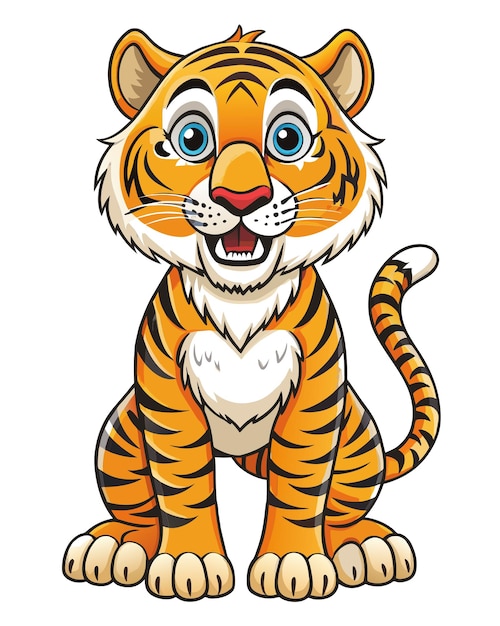 Tiger 3D Cartoon Character Vector op witte achtergrond