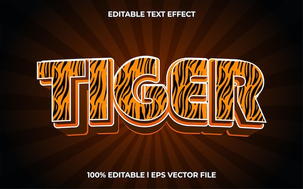 Tiger 3d tekst effect met gloed thema typografie voor dierlijke producten tittle