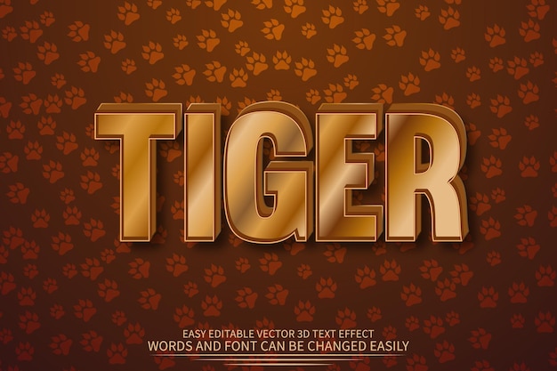 Вектор Полностью редактируемый текстовый эффект tiger 3d