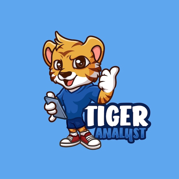 Vector tiger analyst mascot