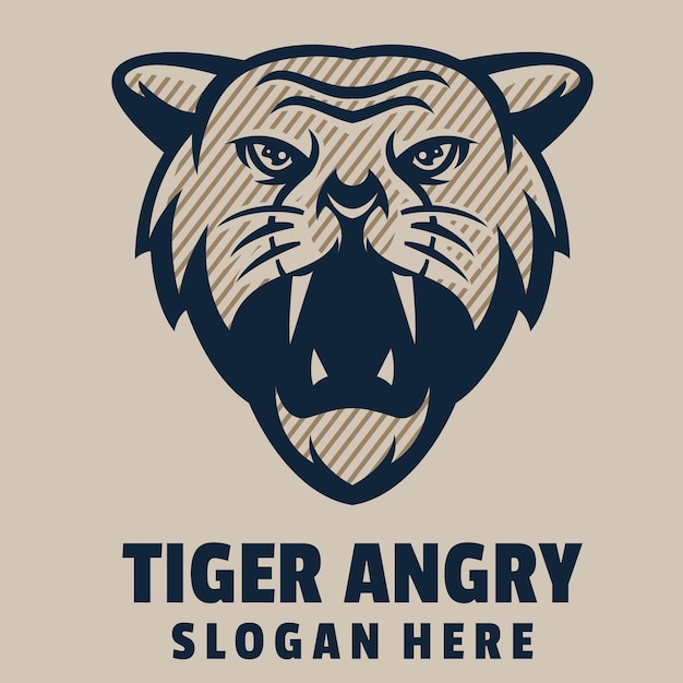 Tiger angry cartoon logo vector